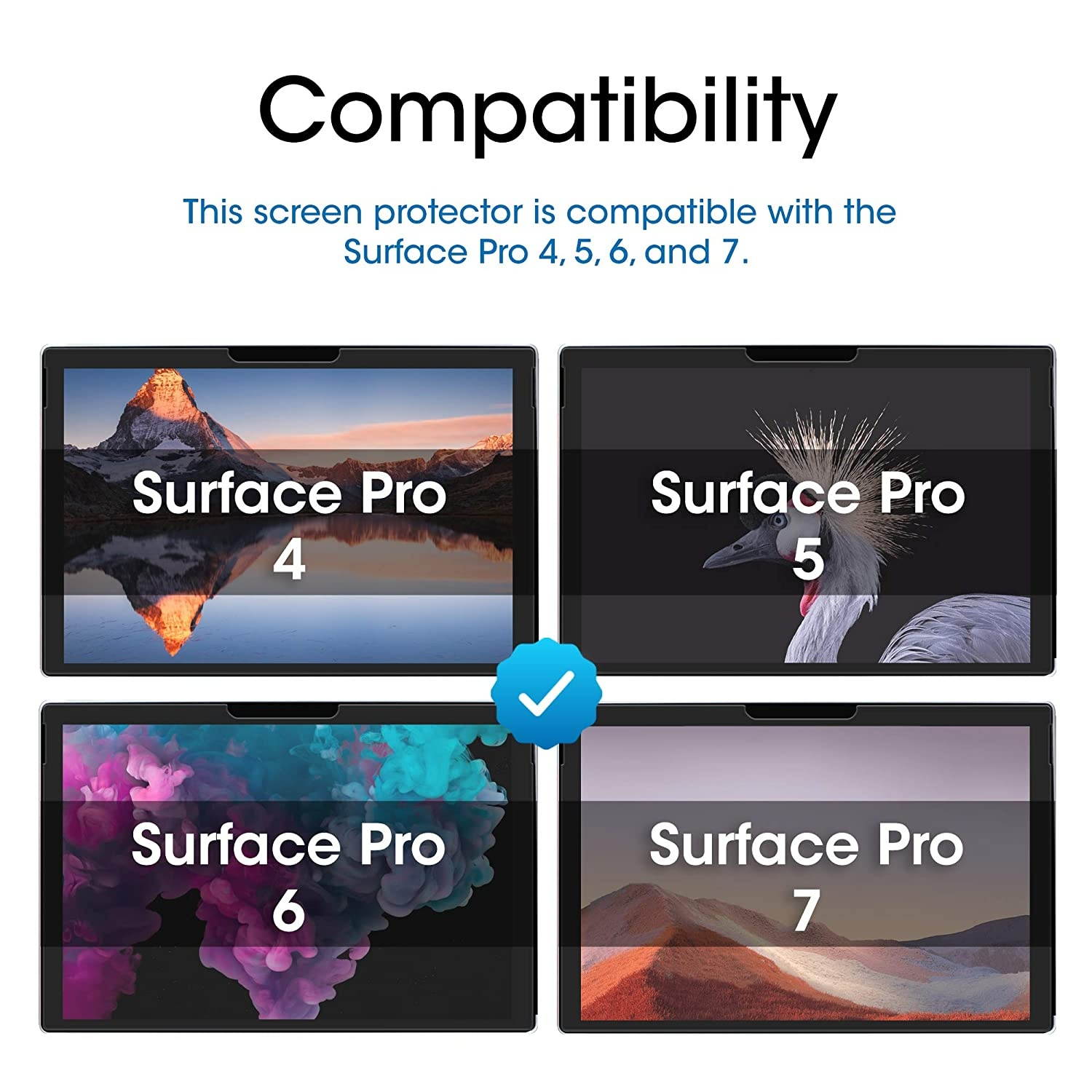 amFilm Glass Screen Protector for Microsoft Surface Pro 7, 6, 5, 4 Tempered Glass (12.3")