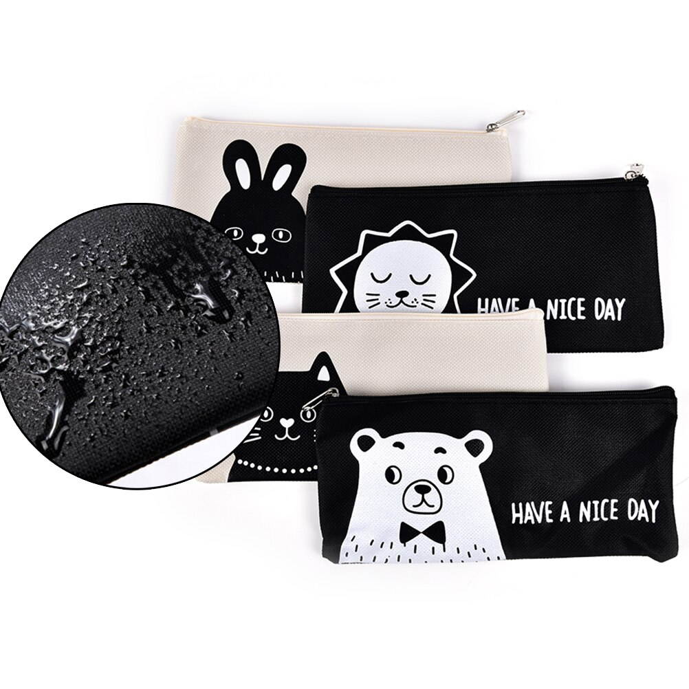 Canvas Pencil Case Cute Animal Lion Bear Rabbit Cat Pencil Bag Pen Storage Bags Stationery School Supplies