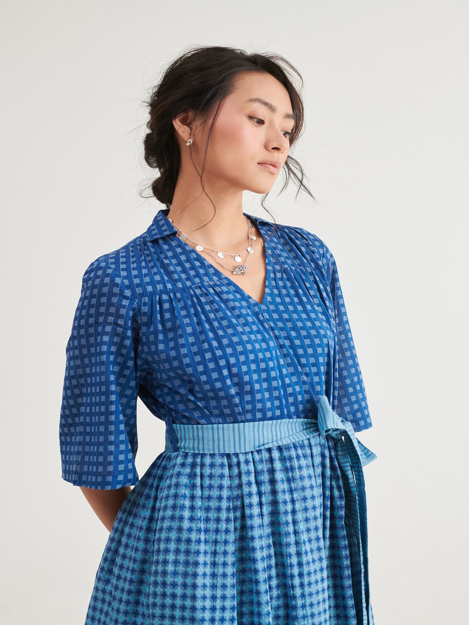 Prakriti Jaipur Indigo Checks Long Dress