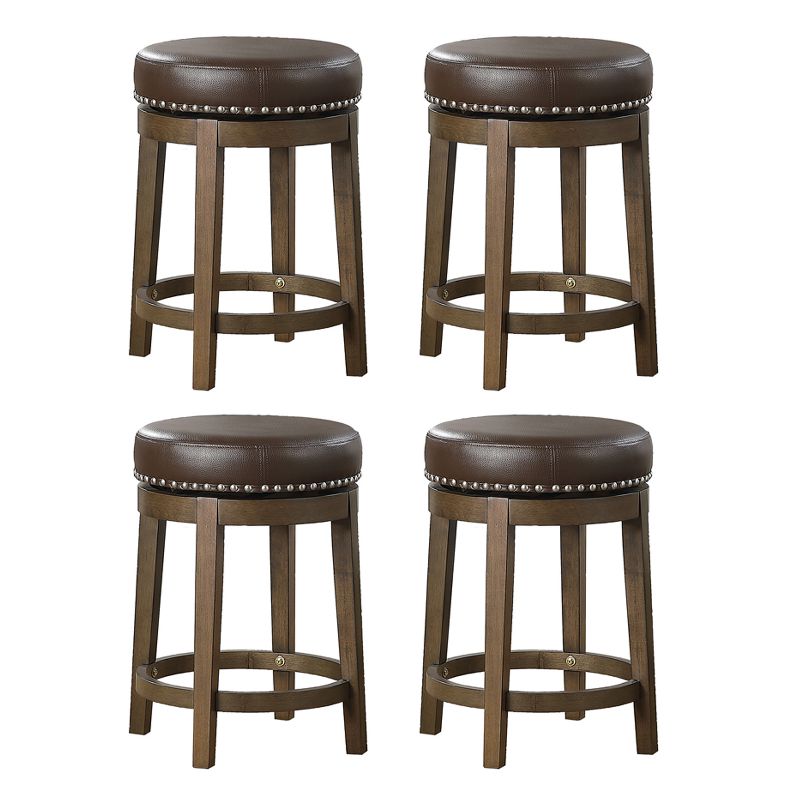 Lexicon Whitby 25 Inch Counter Height Round Swivel Seat Stool, Brown (4 Pack)