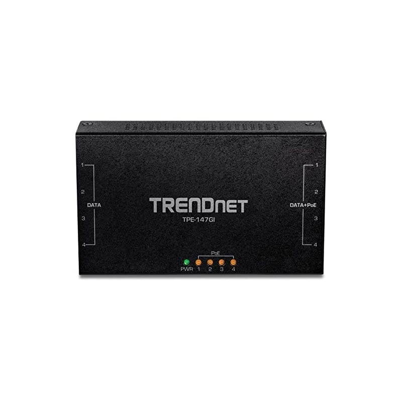 65W 4-Port Gigabit PoE+ Injector, TPE-147GI, 4 x Gigabit Ports(Data in), 4 x gigabit PoE Ports(Data + PoE Out), Multi-Port PoE+ Injector up to 100m(328 ft.), Add PoE+ Power to Non-PoE Switch