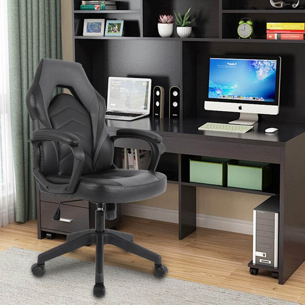 Racing Gaming Chair Executive Bonded Leather Computer Office Chair with Adjustable Height and Padding Armrest