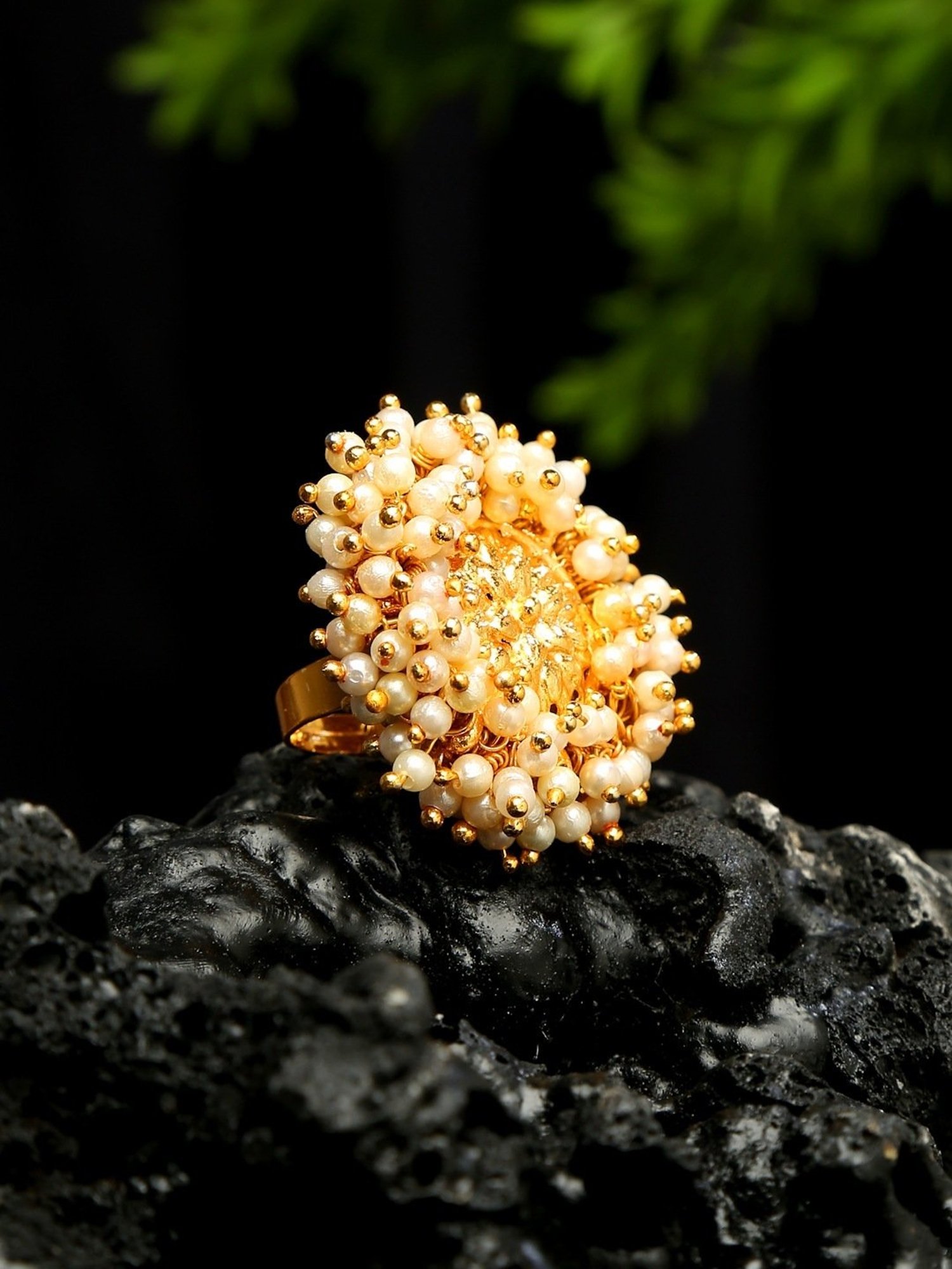 YouBella Stylish Latest Design Gold-Plated White Cocktail Rings