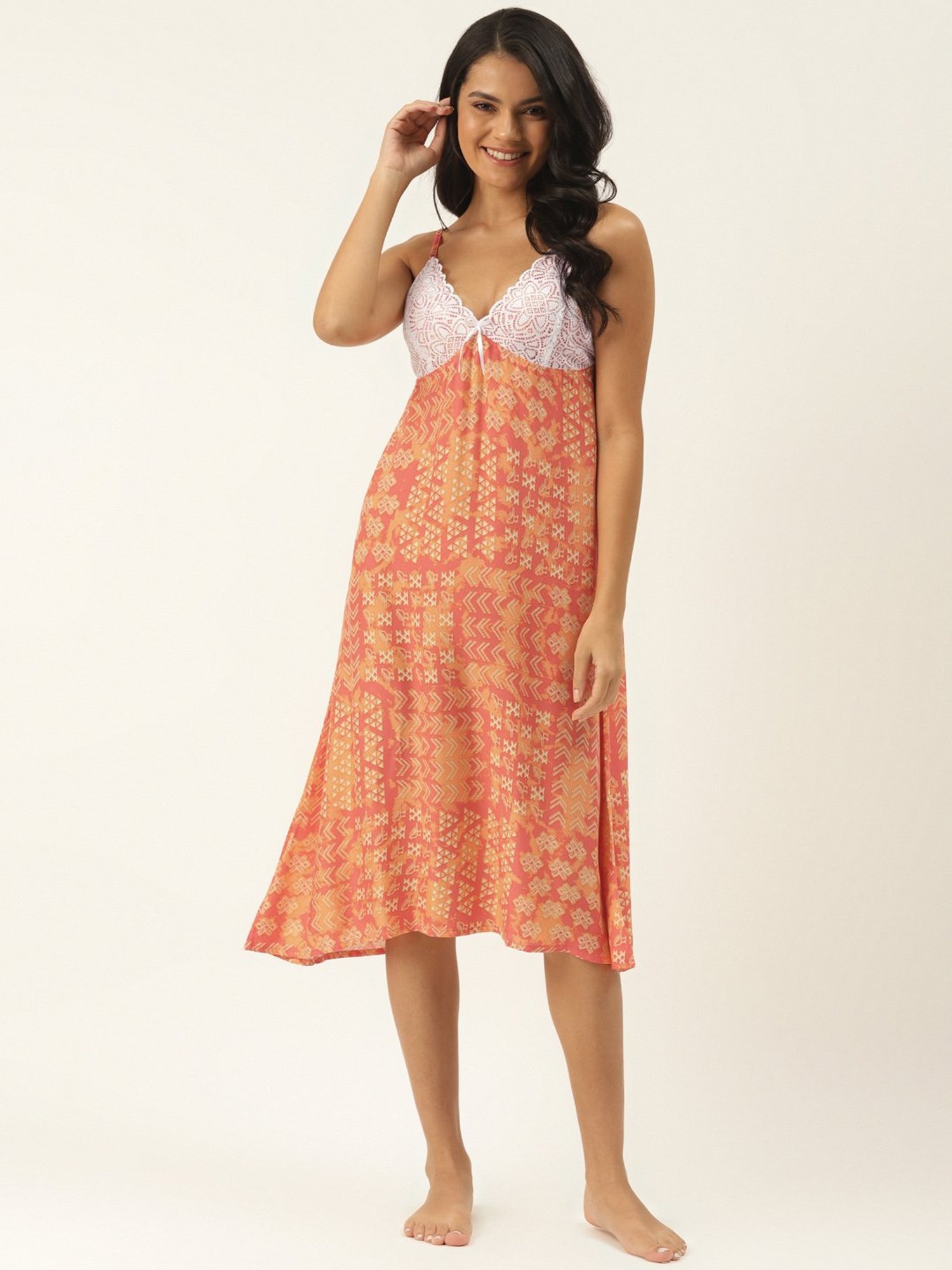 Ms.Lingies Orange Printed Chemise