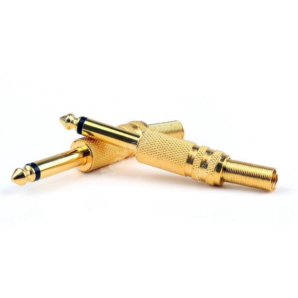 50 Pcs Gold Plated 6.35mm Male 1/4 Mono Jack Plug Audio Connector Soldering