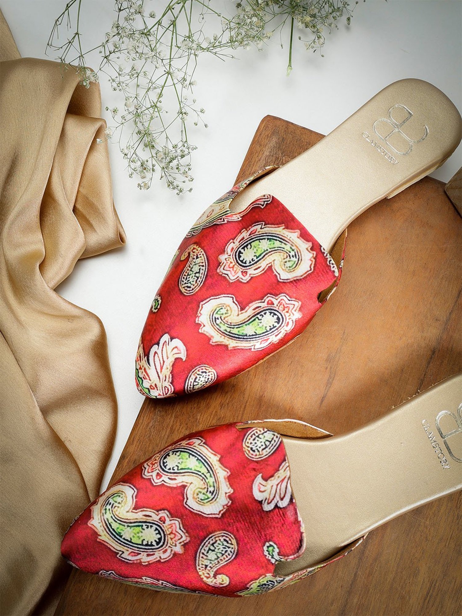 Glam Story Women's Indie Pop Red Mule Shoes