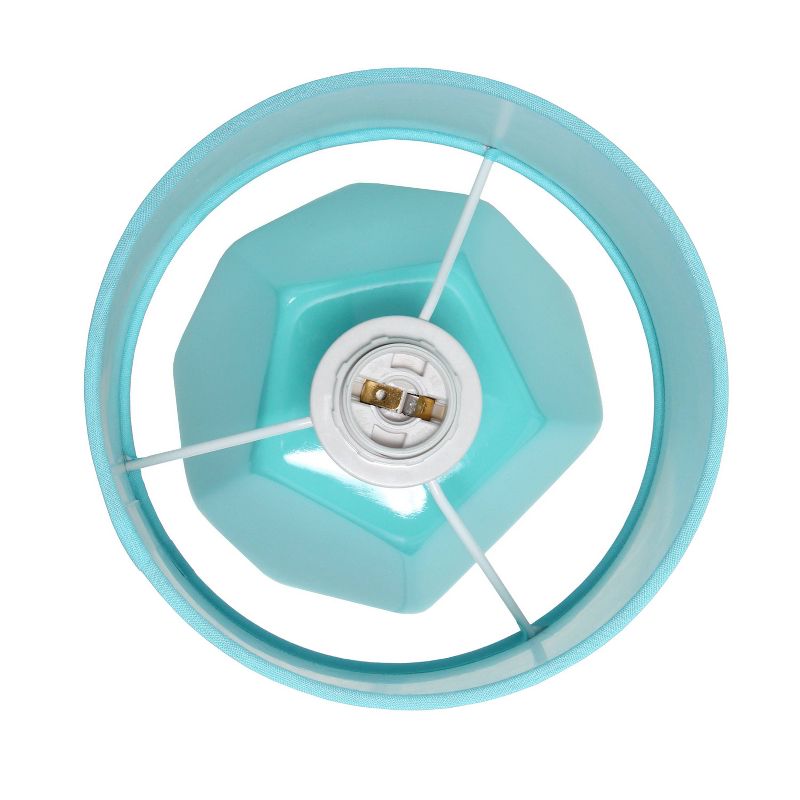 Round Prism Mini Table Lamp with Matching Fabric Shade Blue - Simple Designs