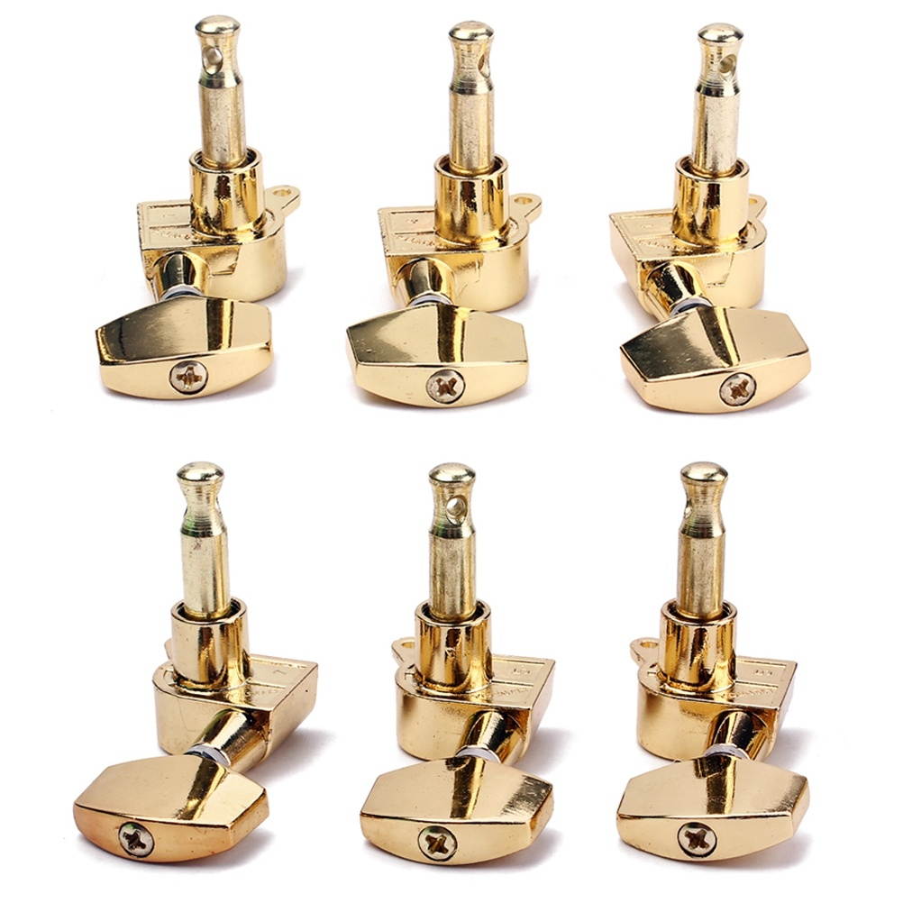 6 PCS 3L 3R Gilding Classical Guitar Tuning Pegs Keys Locking Tuner Machine Heads with Threaded Bushing Ferrules Screws Chrome Finish for Electric Guitar