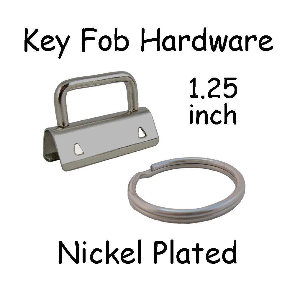 50 Key Fob Hardware with Key Rings Sets - 1" or 1.25" - PICK COLOR (1.25", Nickel)
