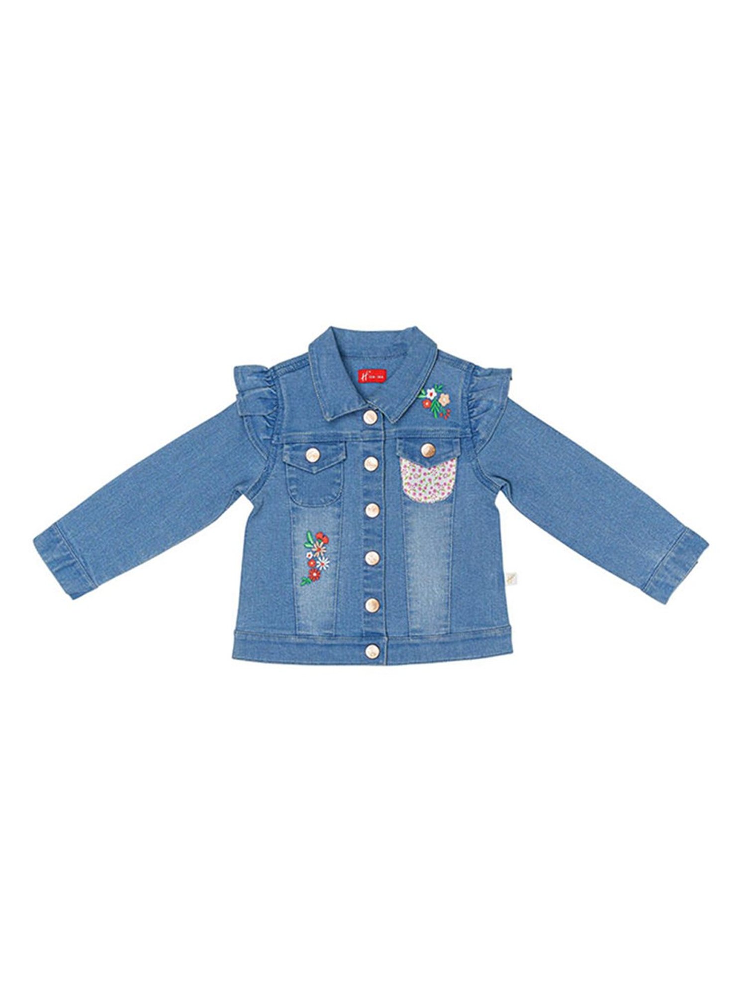 H by Hamleys Infants Girls Blue Embroidered Full Sleeves Denim Jacket