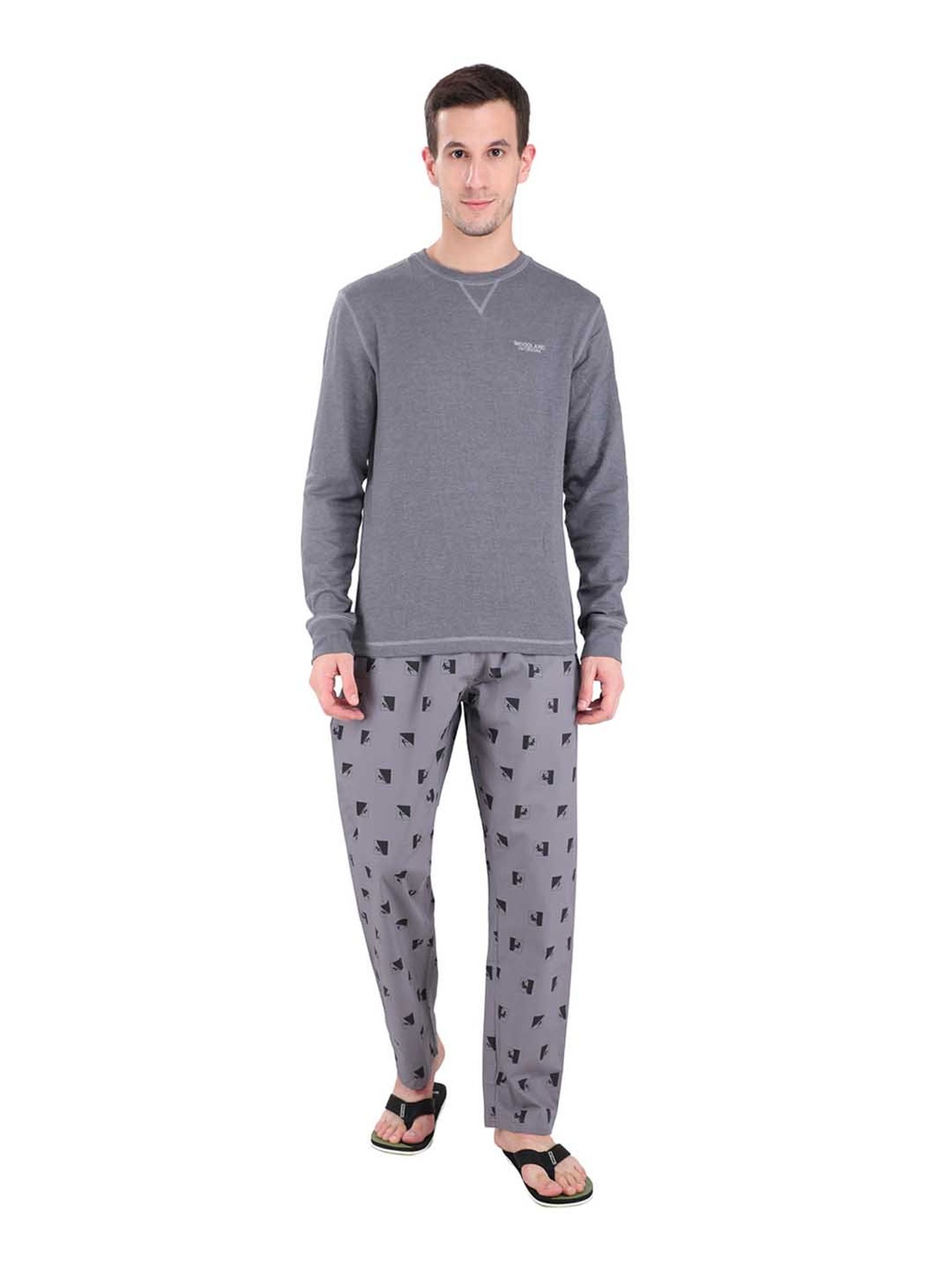 Woodland Dark Grey Regular Fit Pyjama Pants