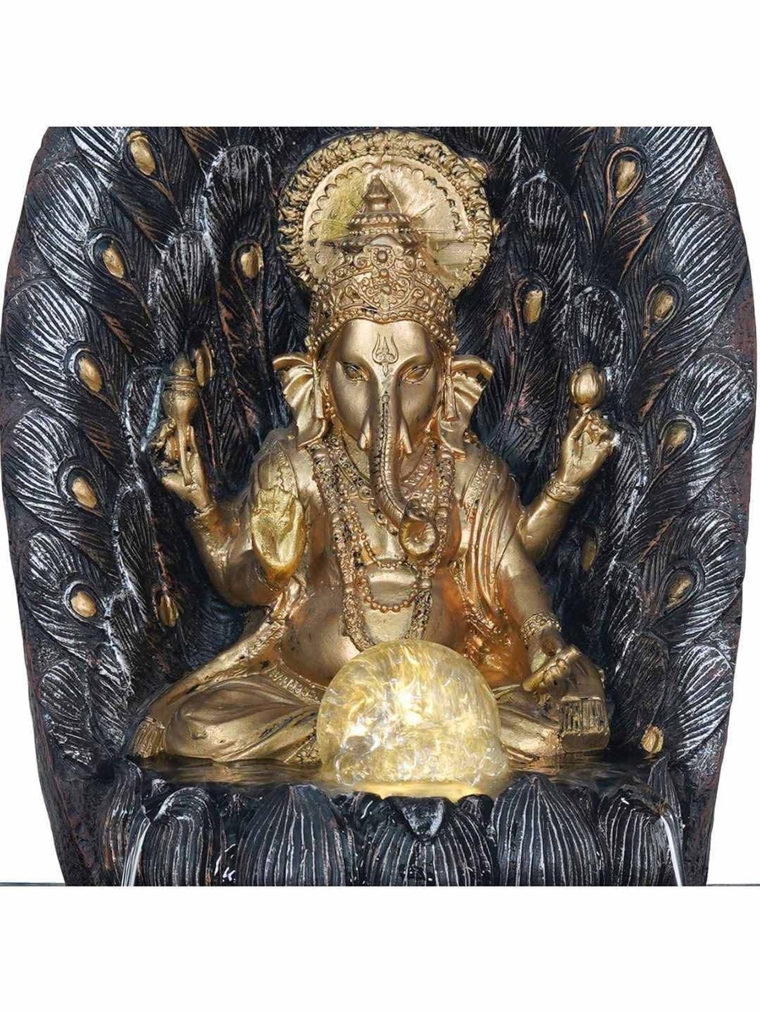 CHRONIKLE Golden & Brown Polyresin Ganesha Waterfall Fountain