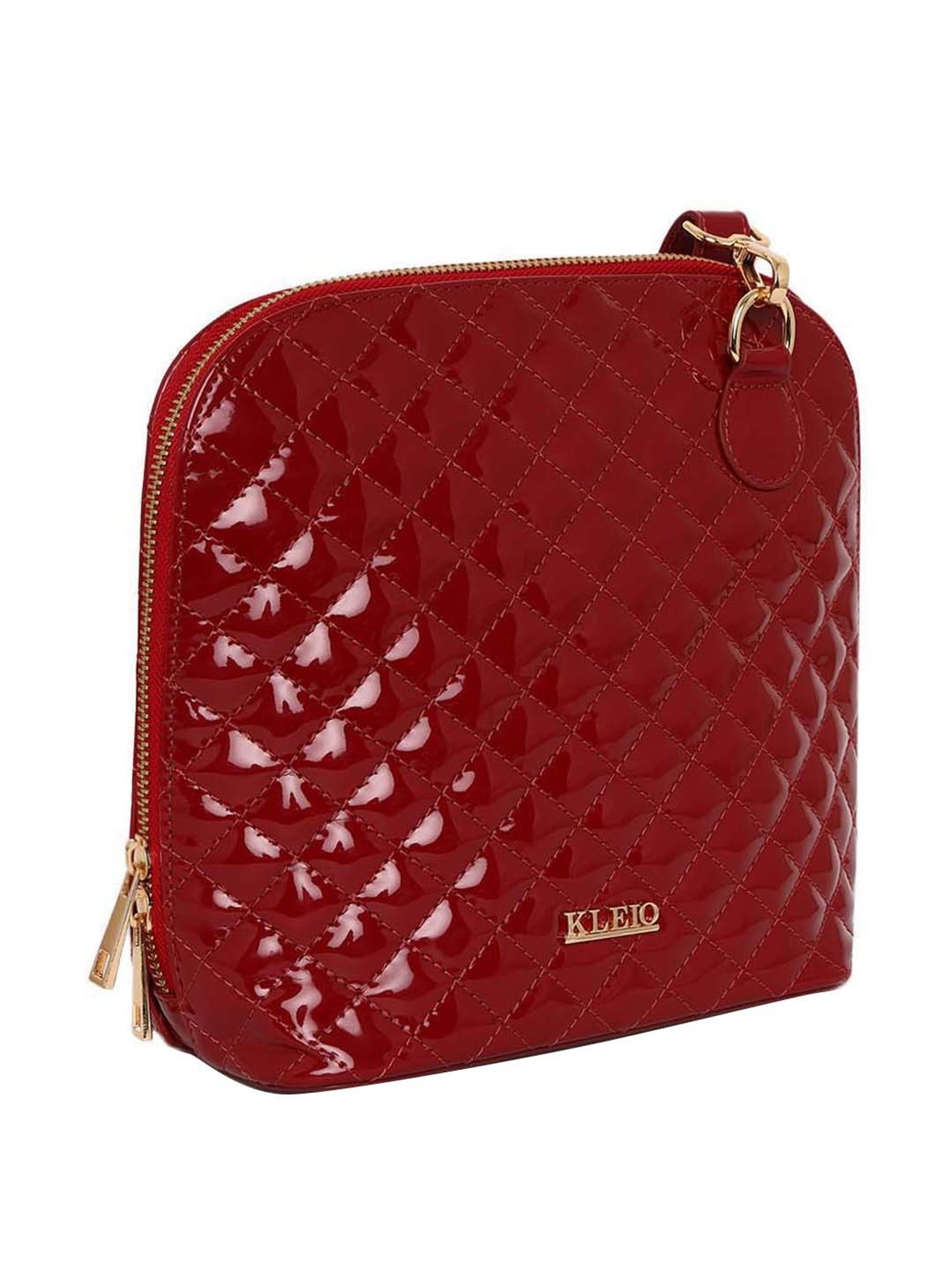 KLEIO Maroon Rivets Medium Sling Handbag