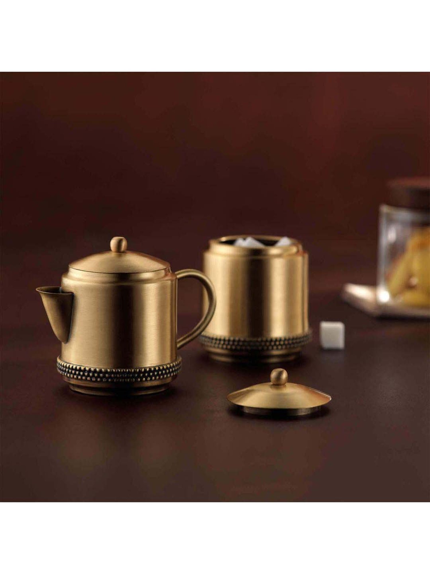 ellementry Masai Golden Brass Milk & Sugar Pot Set