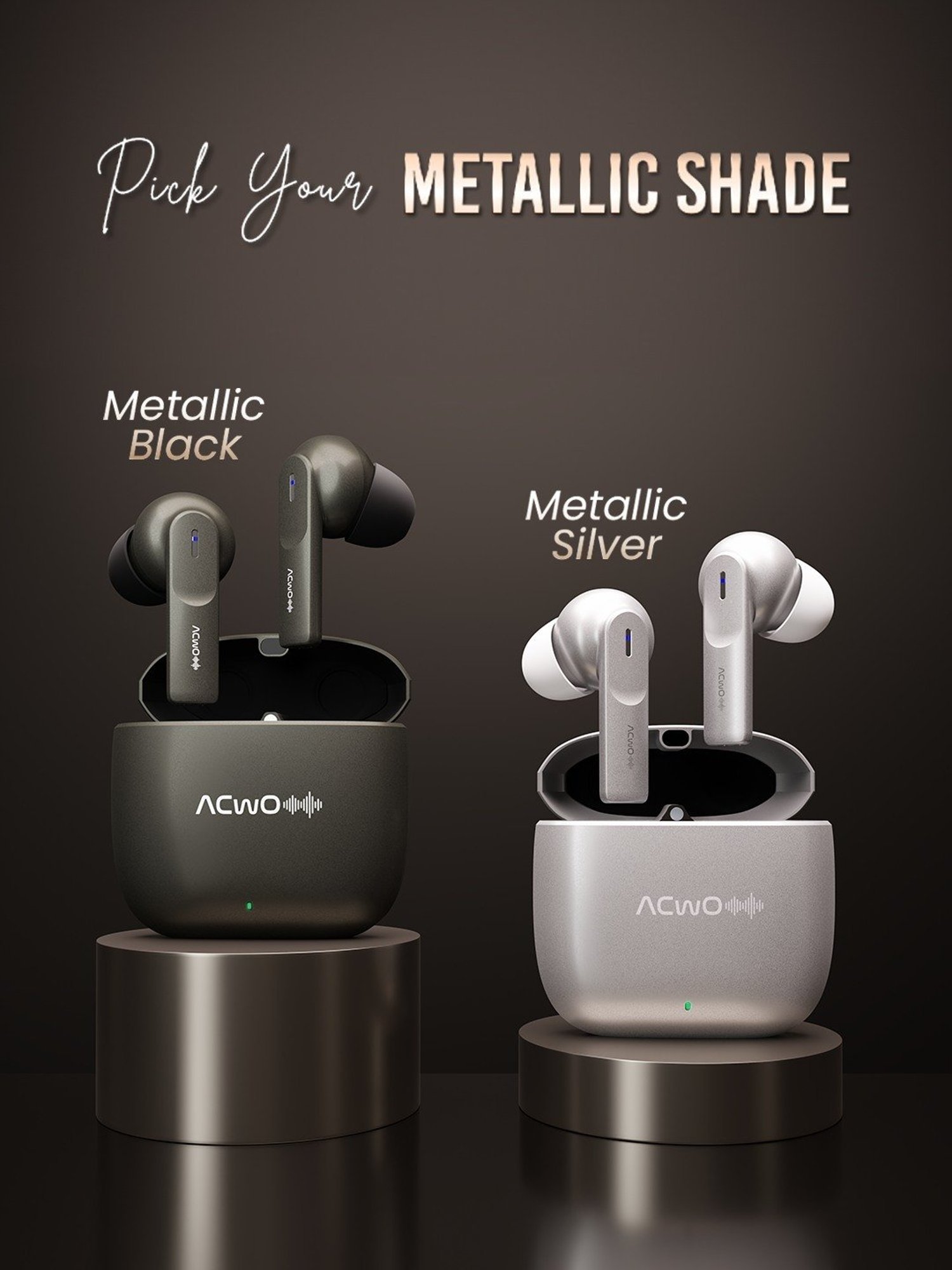 ACwO DwOTS 414 In Ear Bluetooth Earbuds TWS with Metallic Built Case (Silver, True Wireless)