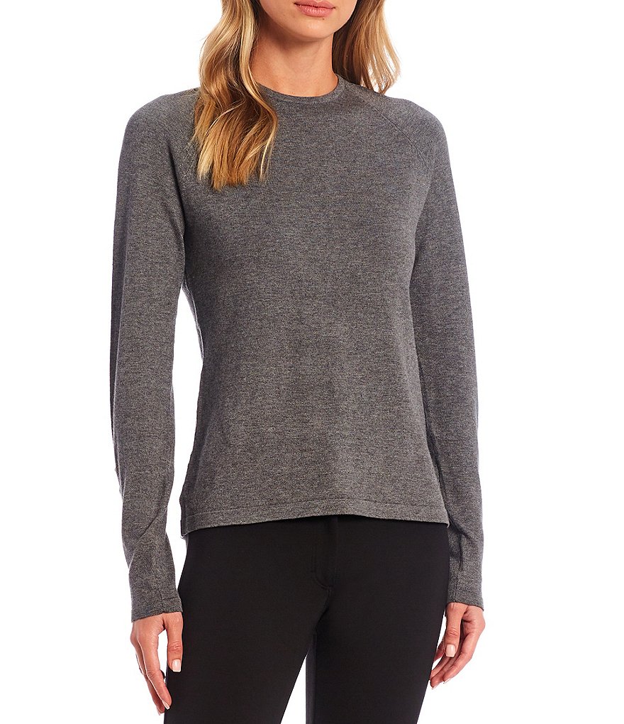 J.McLaughlin Jamey Crew Neck Button Trim Raglan Sleeve Sweater