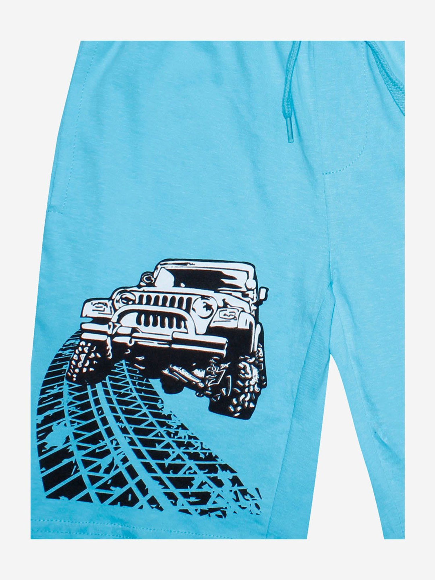 Kiddopanti Kids Sky Blue Printed Shorts