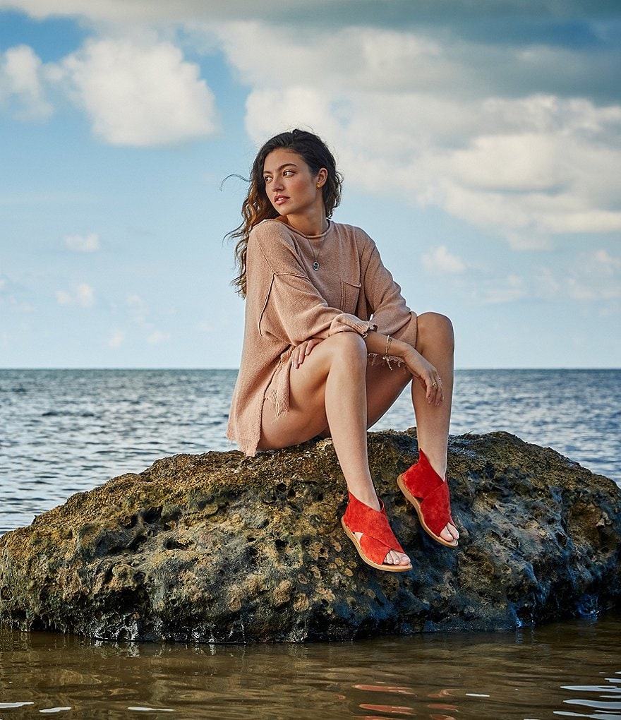 Born Iwa Criss Cross Banded Suede Sandals