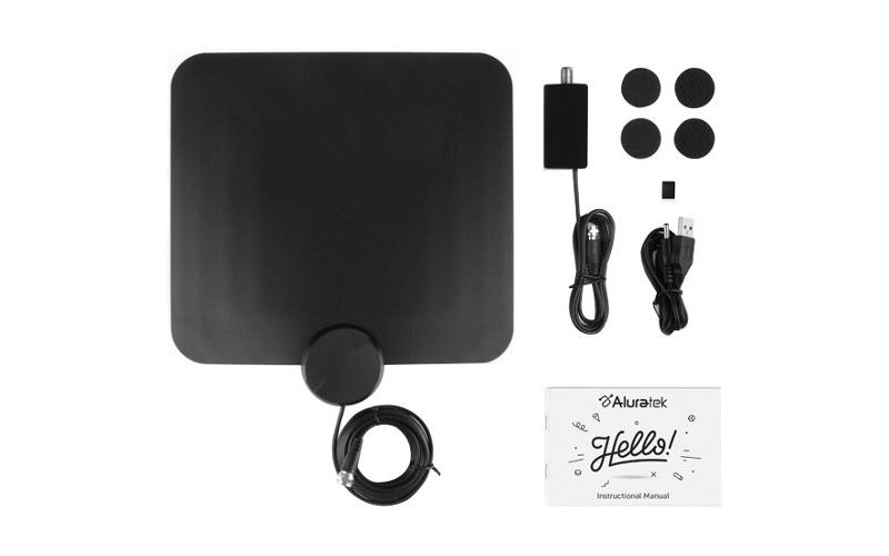 Aluratek Indoor HD Digital TV Antenna with Amplifier Signal Booster - Upto 50 Mile - Indoor, Television, Signal Booster, TV TunerWall/Window