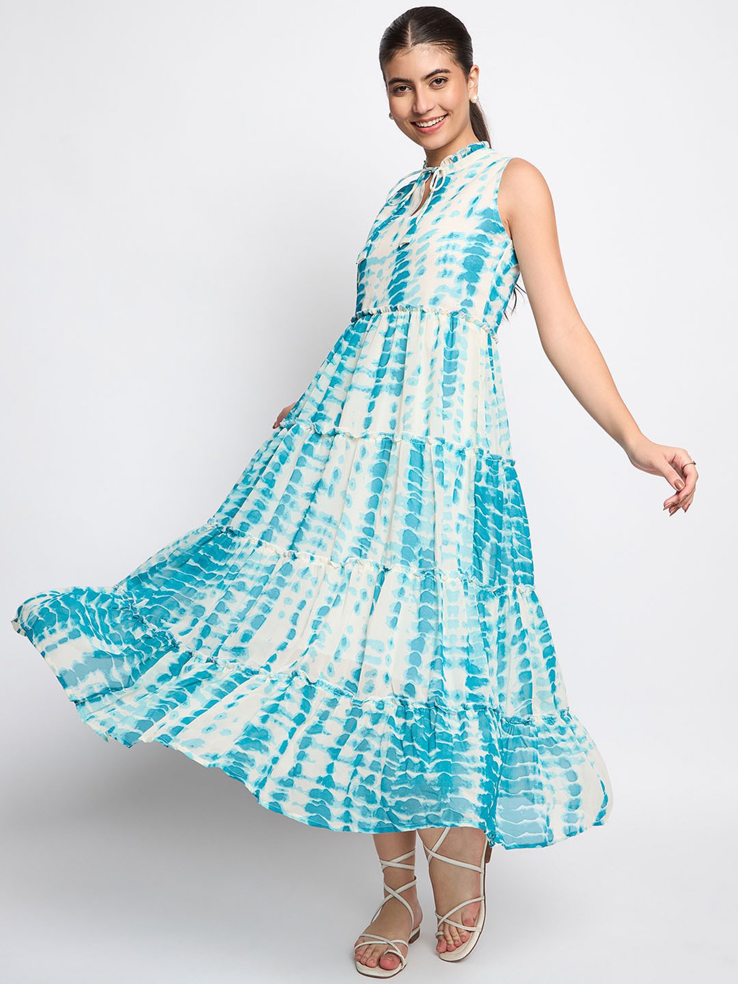 BRINNS Turquoise Tie-Dye Fit & Flare Dress