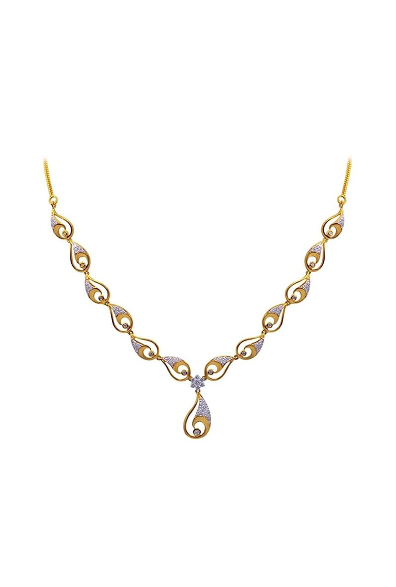 P.N.Gadgil Jewellers 18k Gold Infinity Florall Diamond Necklace For Women