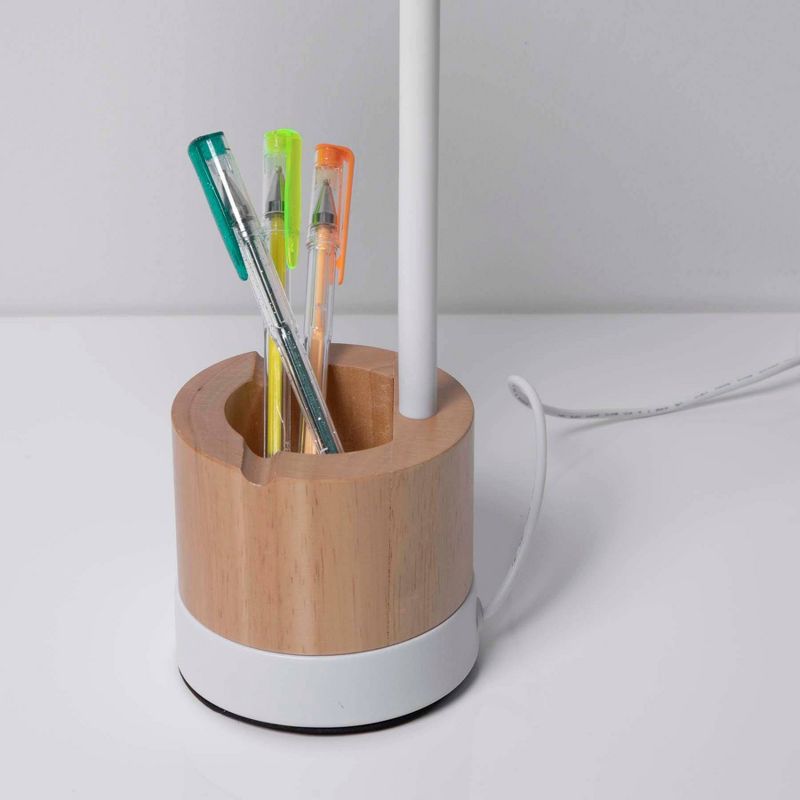 Wood Trim Desk Lamp (Includes LED Light Bulb) Brown/White - Merkury Innovations