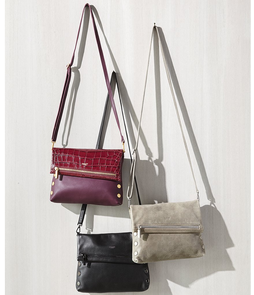 Hammitt VIP Studded Leather Fold-Over Zip Flap Medium Crossbody Bag