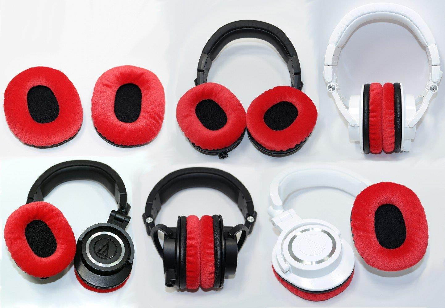 ATH-M50-PADS-VELVET-RED - One Pair - Fits ATH-M20x, ATH-M30x, ATH-M40x, ATH-M50, ATH-M50s, ATH-M50RD, ATH-M50WH, ATH-M50x, ATH-M50xBL, ATH-M50xWH, ATH-M50xDG