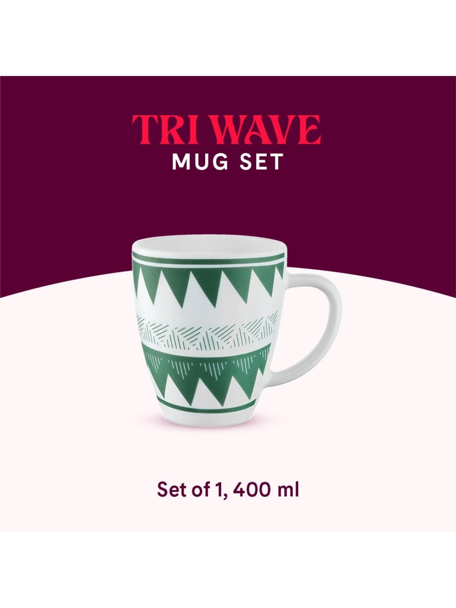 Larah by Borosil White Ceramic Tea & Coffee Mug 400ml