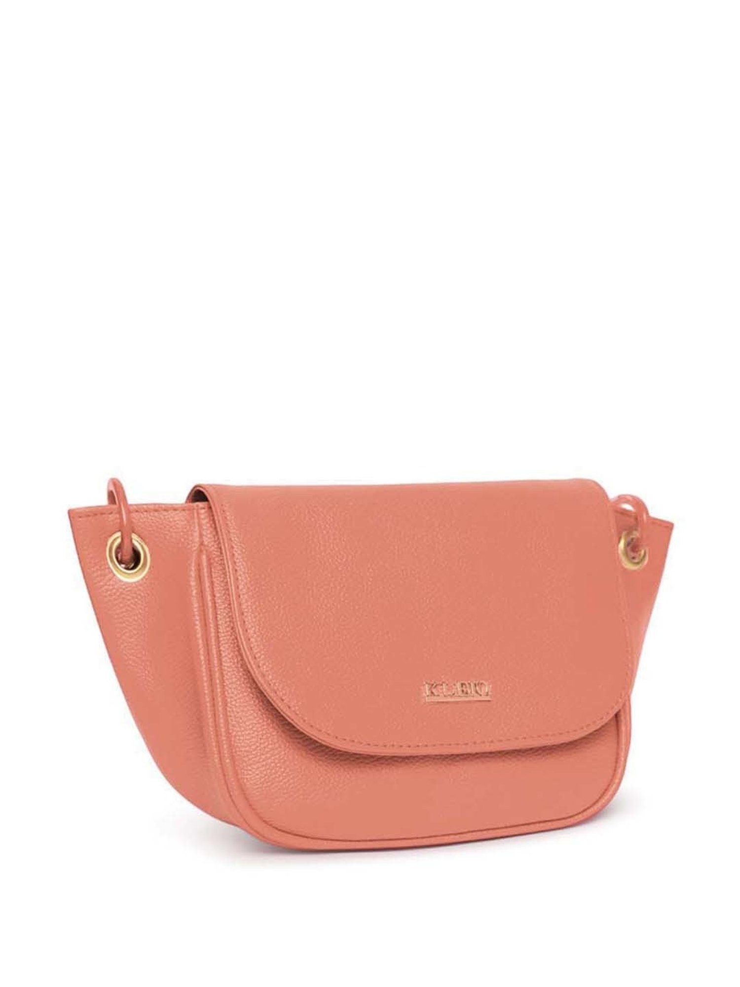 KLEIO Pink Solid Medium Shoulder Handbag