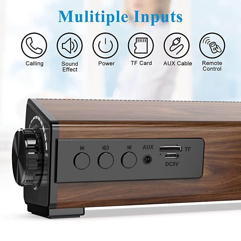 Portable Sound bar for PC  Wired amp Wireless Home Theater Audio Bluetooth Speaker with Remote ControlTF Card Surround Soundbar for PCPhonesTablets