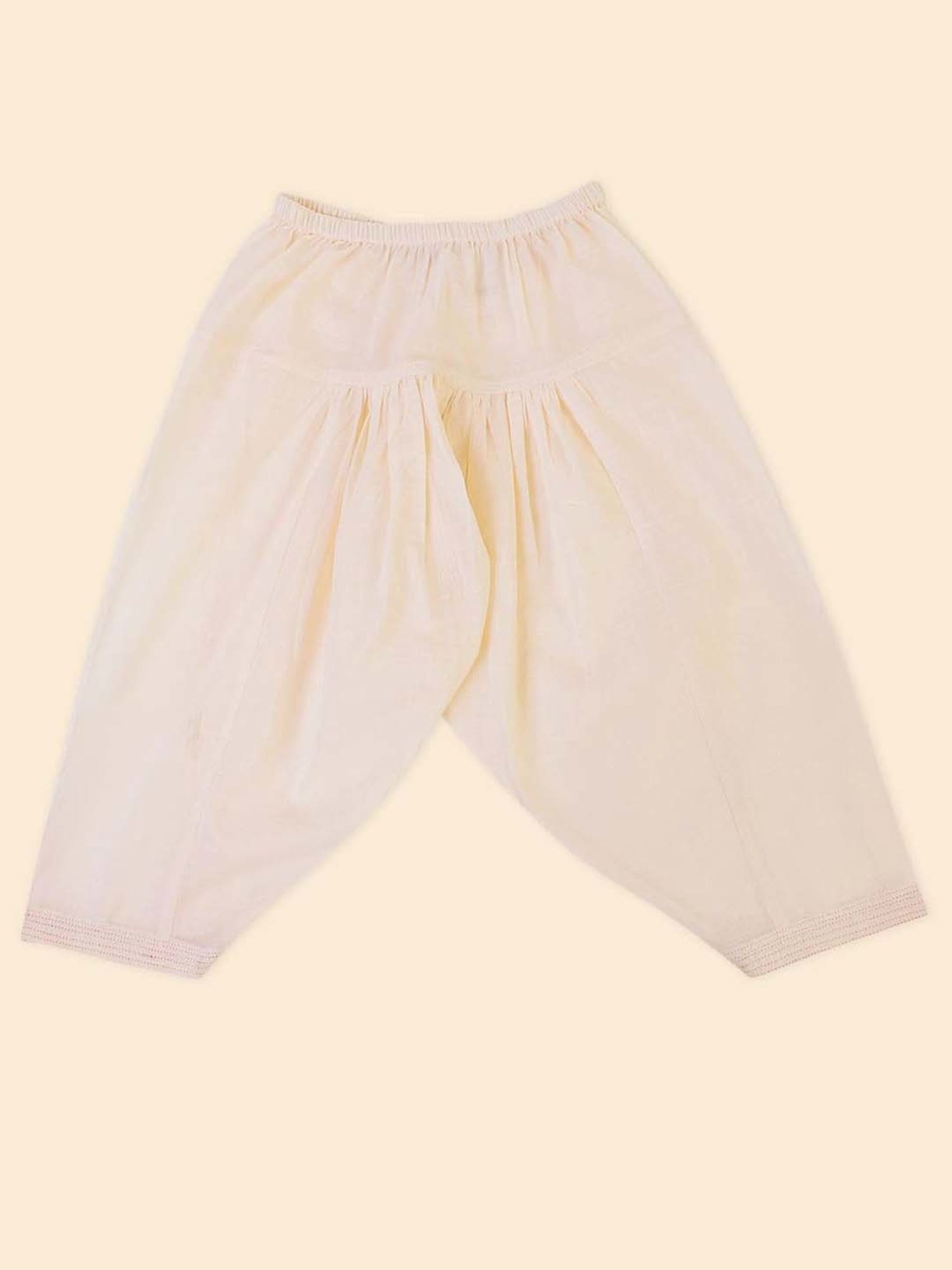 Fabindia Kids Red & Beige Cotton Embellished Full Sleeves Kurta & Pyjama