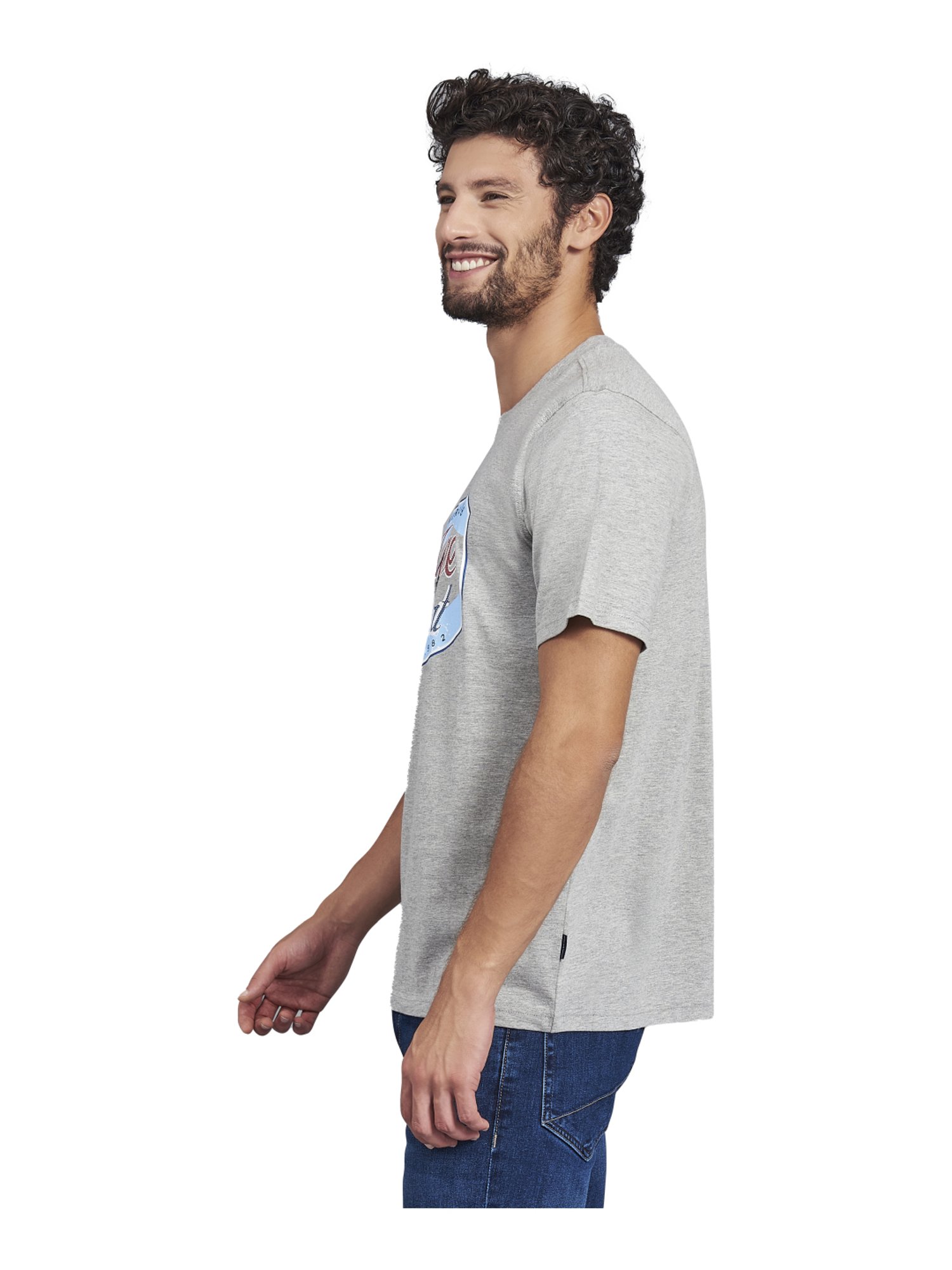 Beverly Hills Polo Club Grey Cotton Regular Fit Printed T-Shirt