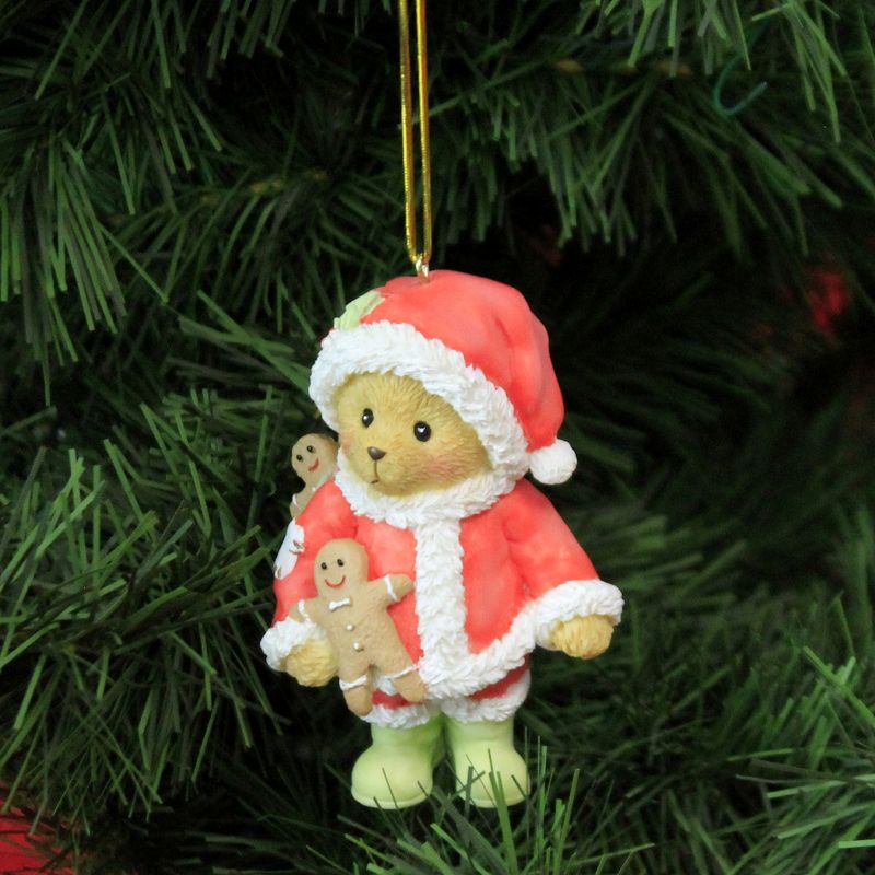 Cherished Teddies 3.0" Santa Teddy Ornament Gingerbread Hillman  -  Tree Ornaments