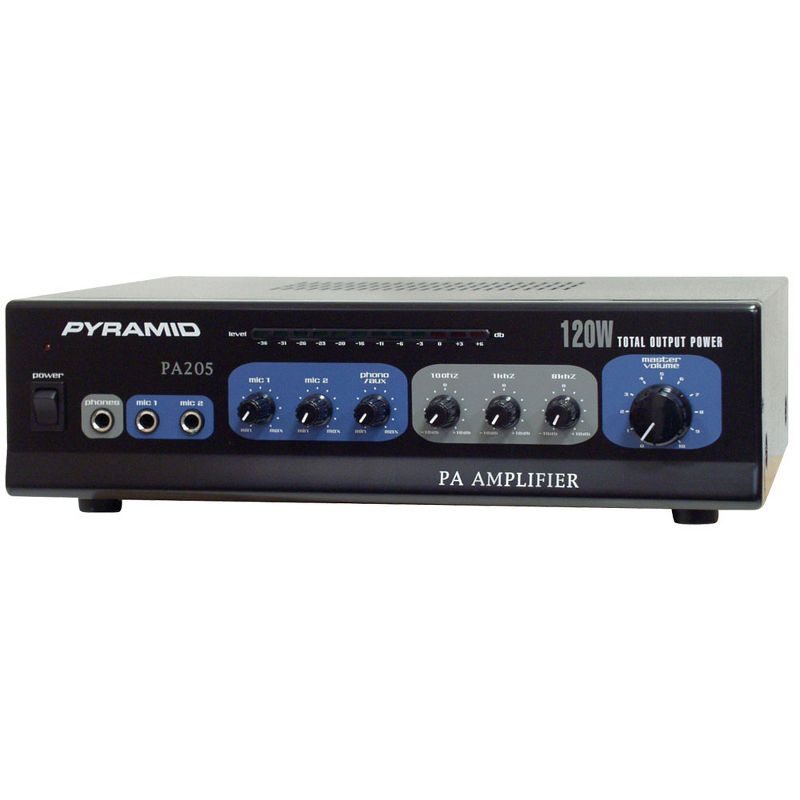 Pyramid PA205 Powerful Performance 120 Watt Multi Channel Microphone PA Amplifier Receiver Amp Audio System with Mic Talkover Functions
