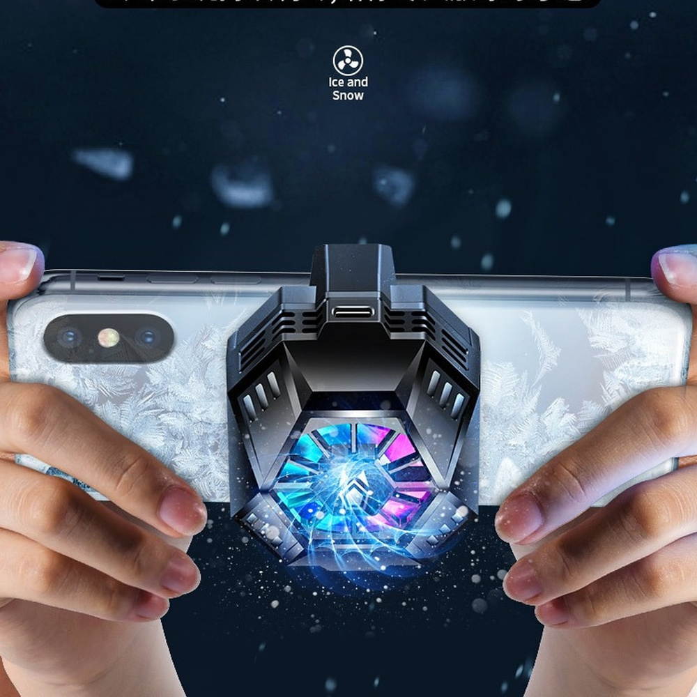 TakeIt Mobile Phone Cooler 3 Seconds Cooling Phone Radiator Semiconductor Heatsink with RAG Light Fan for Andoid Smartphone iPhone Gaming Lives Watch Videos