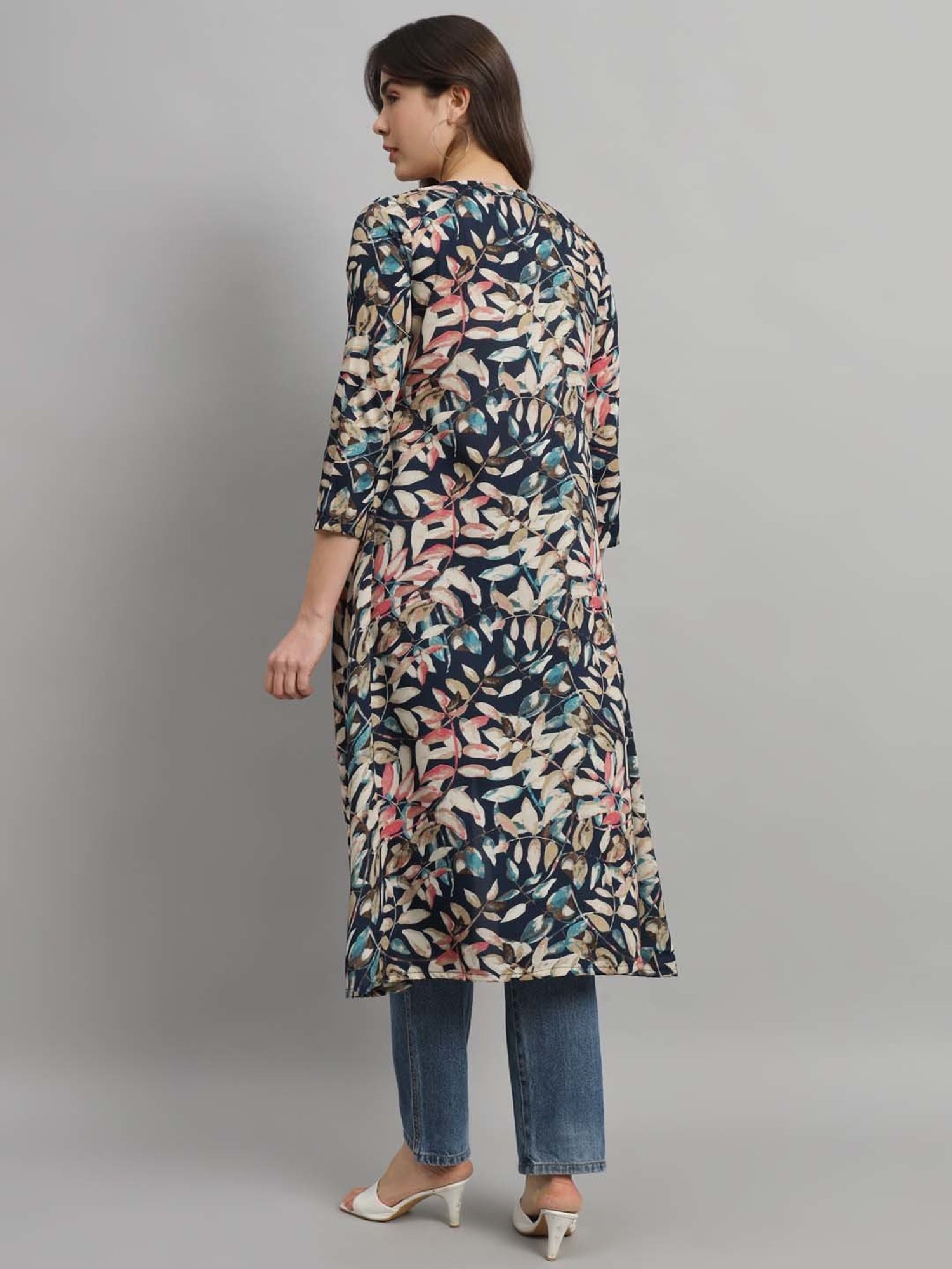 Cation Blue Printed Long Cape