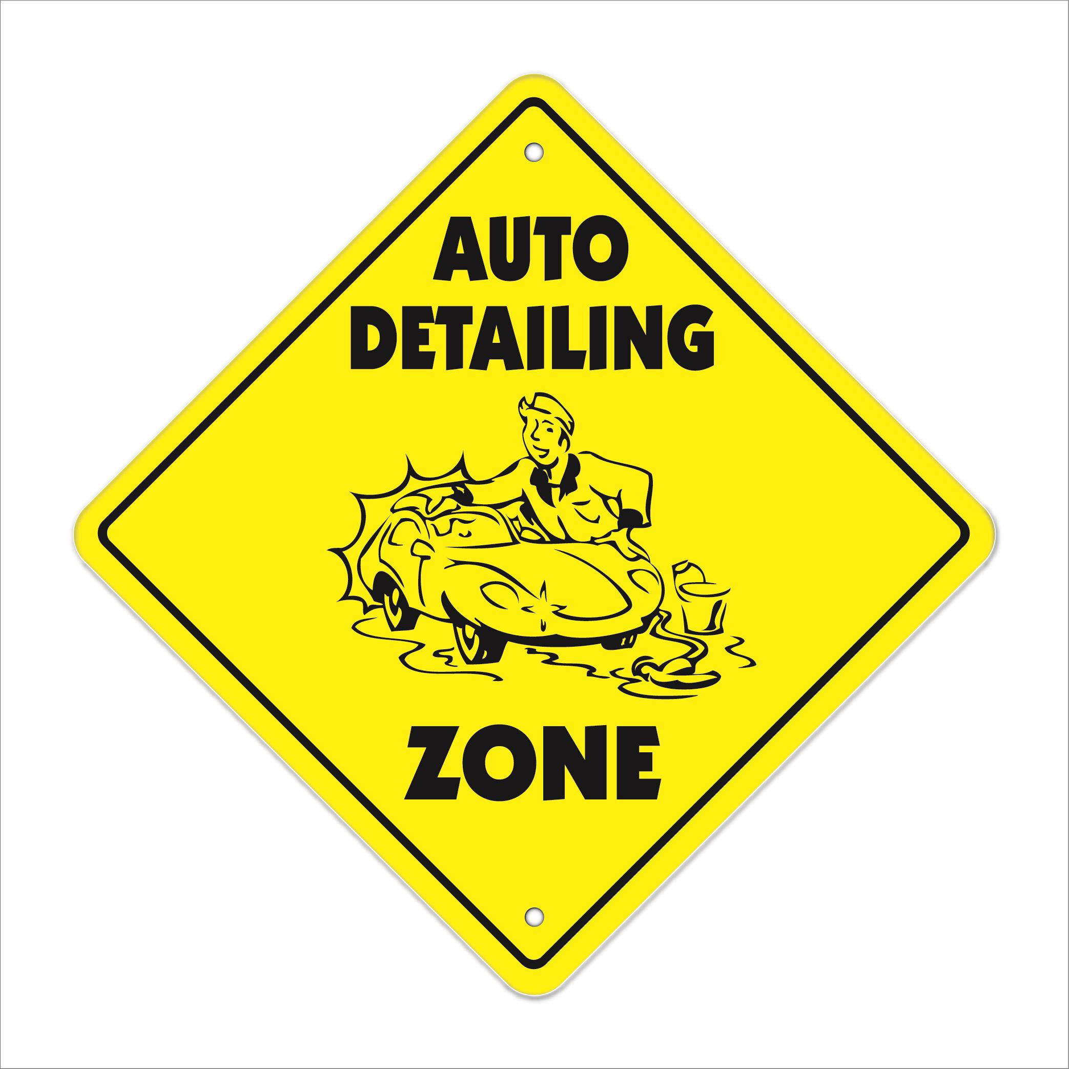 Auto Detailing Crossing Decal Zone Xing Tall car cleaner detail wax wash