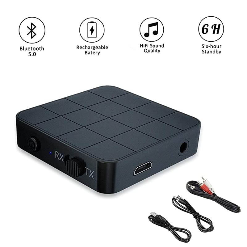 Transmitter Receiver TV Computer Speaker Car Adapter 35mm Bluetooth 50 2in1 for Home Sound SystemTVPCTablet Headphone General Black Large