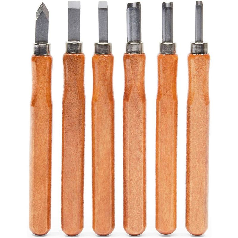 Bright Creations 12 Piece Wood Carving Tools Set for Beginners with Wooden Handles and Storage Case, Arts and Crafts