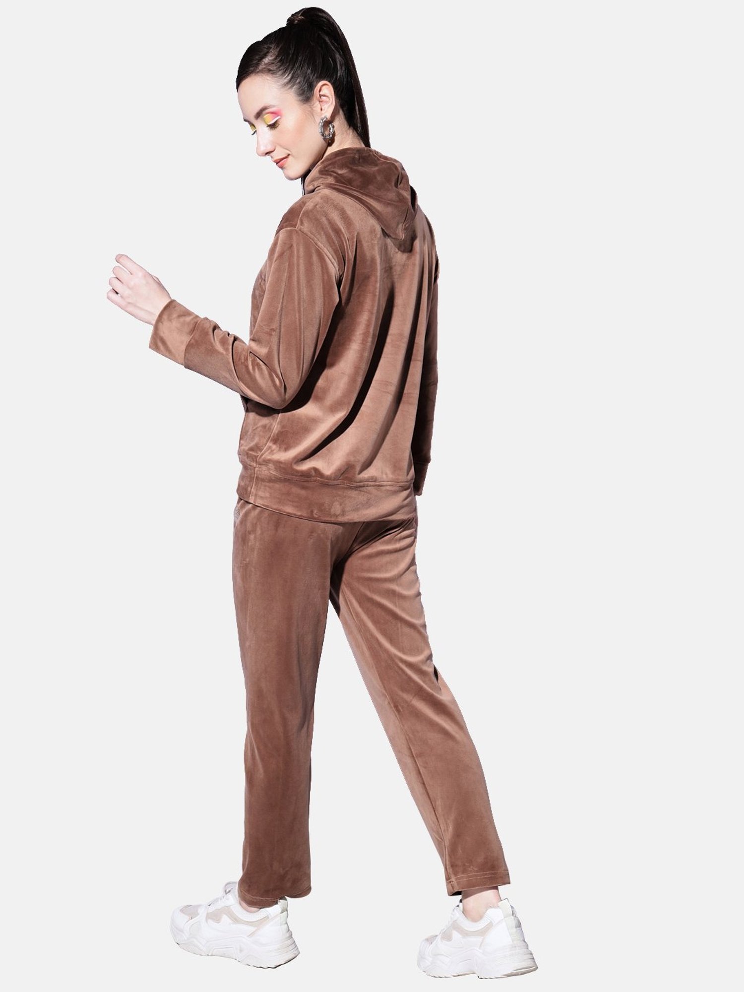 BUYNEWTREND Brown Regular Fit Sports Tracksuit