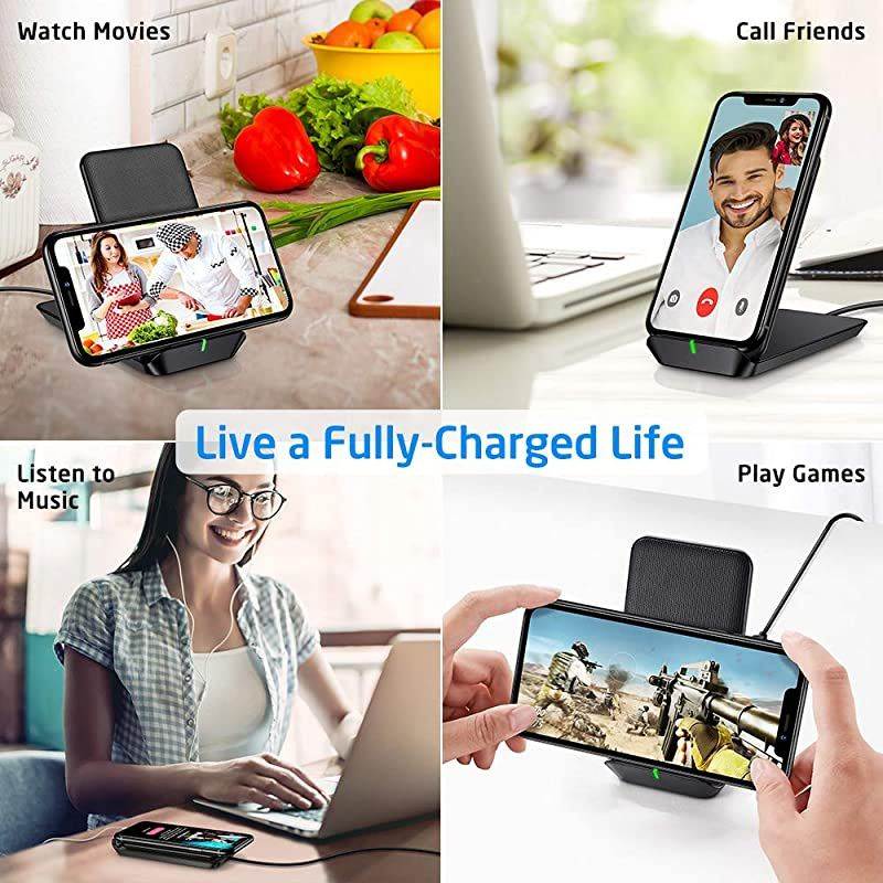 Foldable Wireless Charger, Fast Wireless Charging Stand & Pad, Compatible with iPhone 11/11 Pro Max/SE/XR/XS Max/XS/X, Galaxy S21/S21+/S21 Ultra/S20/S20+/S20 Ultra/Note10, 5W for Pixel 3/4, Black