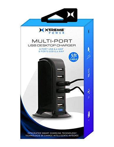 Xtreme Cables Multi-Port 6 USB Desktop Charge Tower (Black)