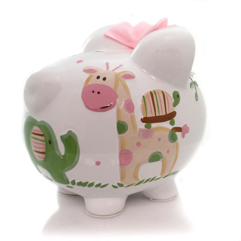 Bank 7.75" Pink Tropical Punch Piggy Giraffe Turtle Monkey  -  Decorative Banks