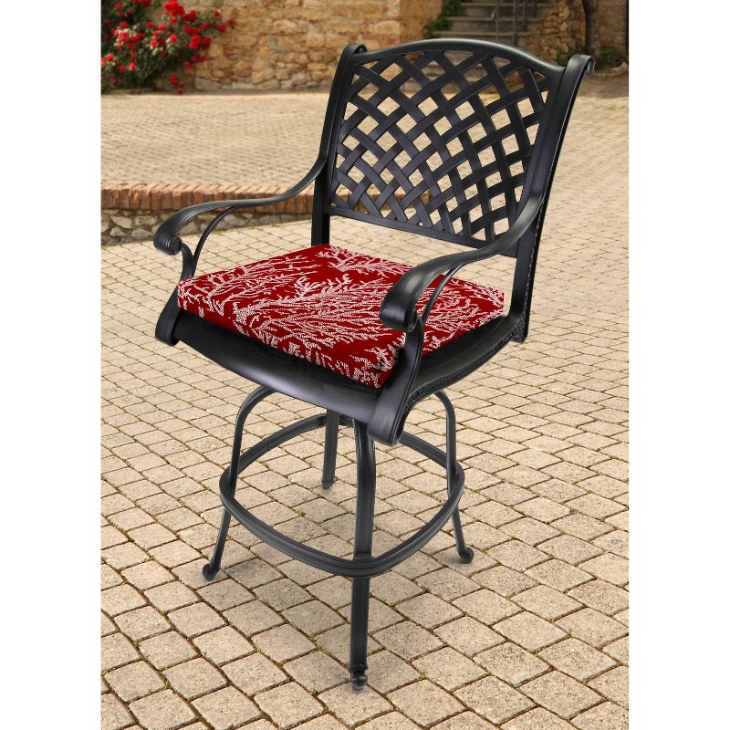Outdoor Set Of 2 French Edge Seat Cushions In Seacoral Red  - Jordan Manufacturing