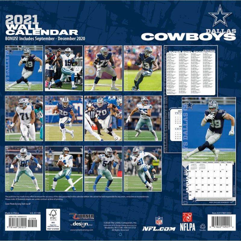 Turner Licensing,  Dallas Cowboys 2021 Wall Calendar 2021
