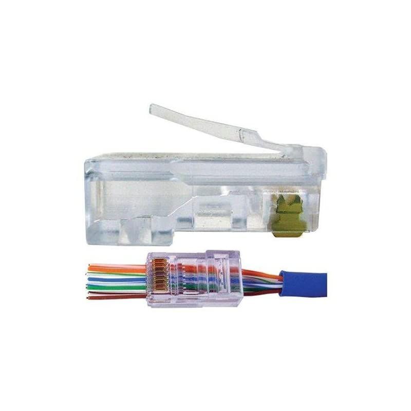 100 Pcs CAT5e RJ45 PassThrough Network Cable Modular Plug 8P8C GoldPlated Connector End