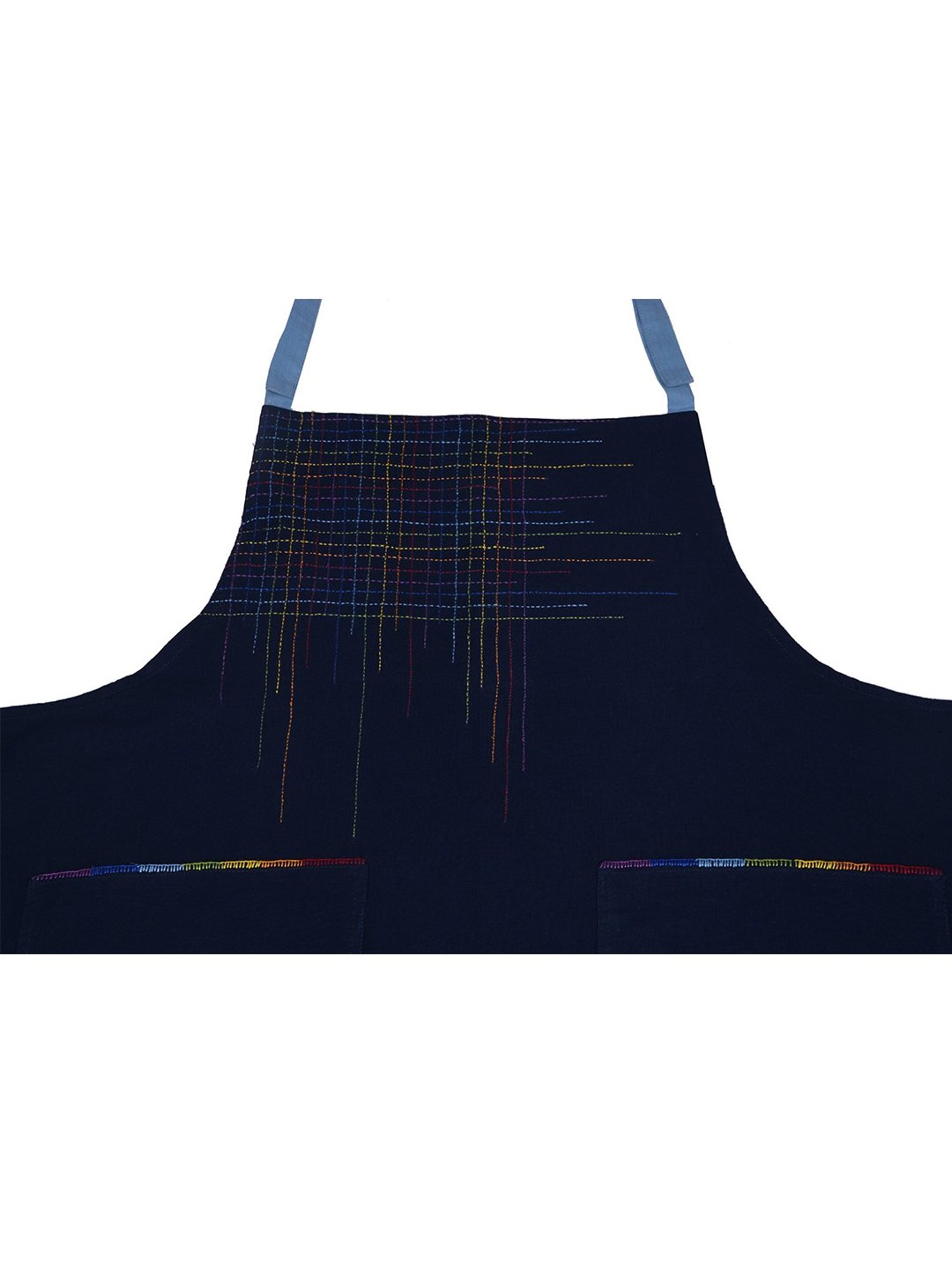 Okhai Tikhat Navy Hand Embroidered Pure Cotton Mens Apron - Set of 1