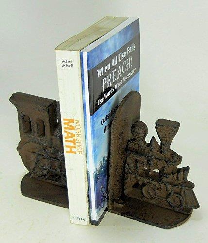 Cast Iron Train Engine Bookends set reversable heavy gift