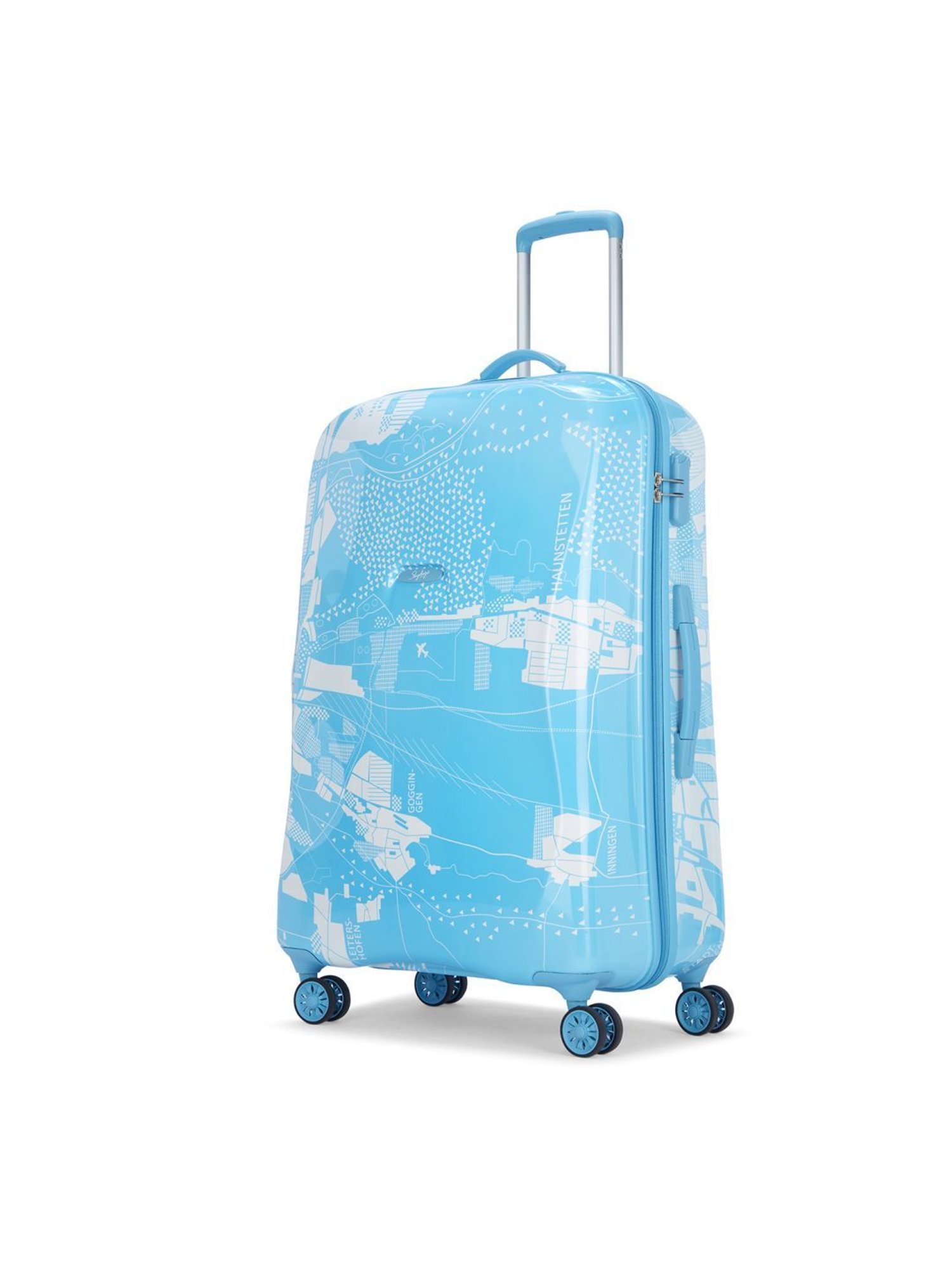 Skybags Globerunner Blue Atoll Printed Hard Large Trolley Bag - 34 cm